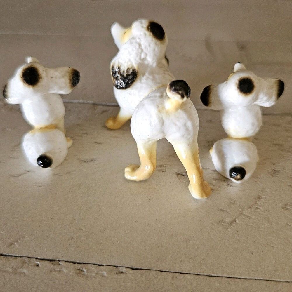 Vintage Poodle Figurines 3 Dogs Mom & Pups White Made In Japan Mid Century decor - Picture 3 of 5